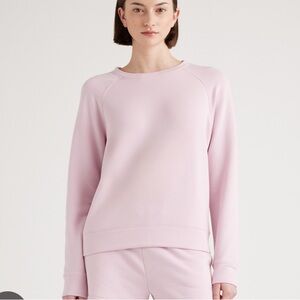 Quince SuperSoft Fleece Crew Sweatshirt in Petal Pink Size Small
